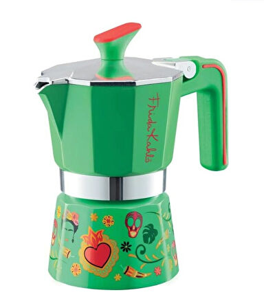 Pedrini Frida Kahlo - 3 Cup Moka Pot Yeşil