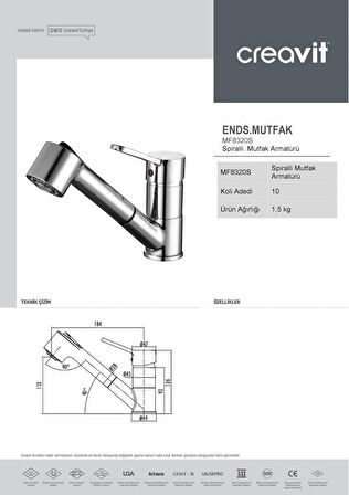 Creavit Mf8320S Spiralli Lüx Evye Mutfak Bataryası Armatürü (BERBER BATARYASI)