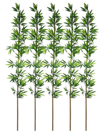 5li Set Yapay Bambu Sopası 20 Yapraklı 190cm Yapay Çiçek Bambu Duvarı Separatör Çiçeği Yapay Çiçek