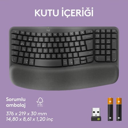 Logitech 920-012311 Wave Keys Kablosuz Türkçe Q Klavye Bluetooth Bağlantı ile Ev Ofis Kullanımı için