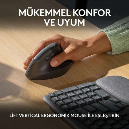 Logitech 920-012311 Wave Keys Kablosuz Türkçe Q Klavye Bluetooth Bağlantı ile Ev Ofis Kullanımı için