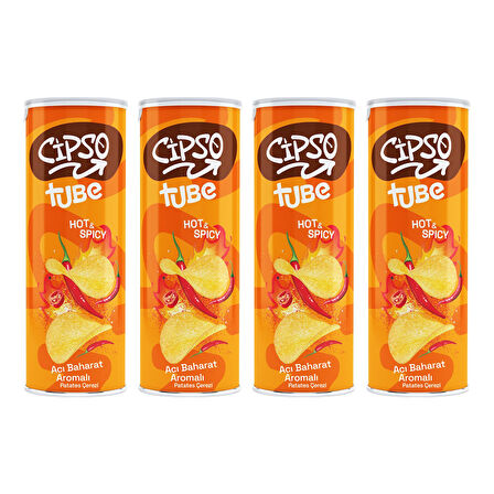 Cipso Tube Acı Baharat Aromalı  Cips 160 gr x 4 Adet