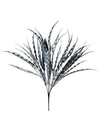 Yapay Çiçek Gümüş Kalın Kıvrımlı Saz Garnitür Aradal Dekoratif Yapay Bitki 45cm
