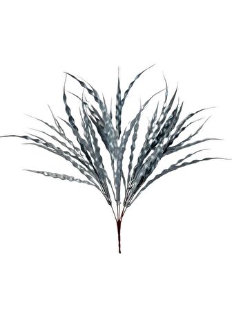 Yapay Çiçek Gümüş Kalın Kıvrımlı Saz Garnitür Aradal Dekoratif Yapay Bitki 45cm