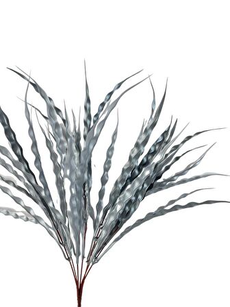 Yapay Çiçek Gümüş Kalın Kıvrımlı Saz Garnitür Aradal Dekoratif Yapay Bitki 45cm