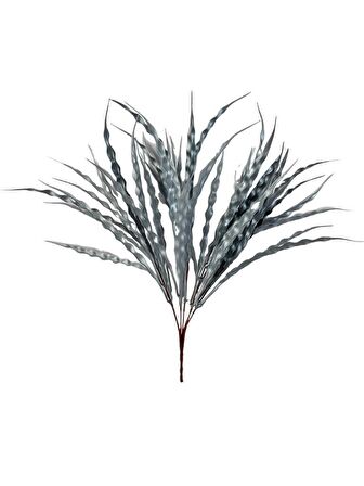 Yapay Çiçek Gümüş Kalın Kıvrımlı Saz Garnitür Aradal Dekoratif Yapay Bitki 45cm