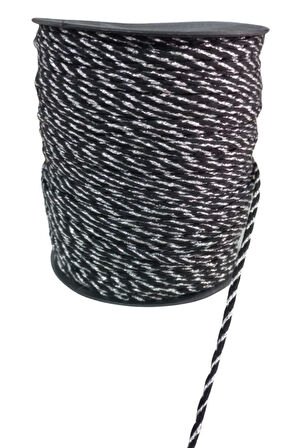 Bileklik ipi, Hediye Paketleme ipi, Şans, Bereket, Aşk, Şifa, Güç 5 mm Pamuk  5 metre Siyah