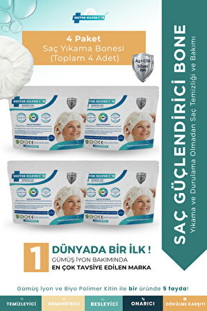 Gümüş İyonlu Saç Yıkama Bonesi 4’lü – Durulama Gerektirmez, Hasta Ve Yatalak Hasta Bakım Ürünü