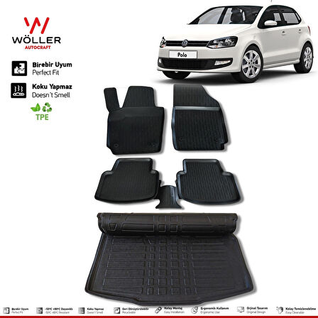 Volkswagen Polo Paspas Bagaj Havuzu 6R 2010 2017 3D Wöller Ultraflex Set
