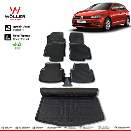 Volkswagen Polo Paspas Bagaj Havuzu 2017 2021 Arası 3D Wöller Ultraflex Set