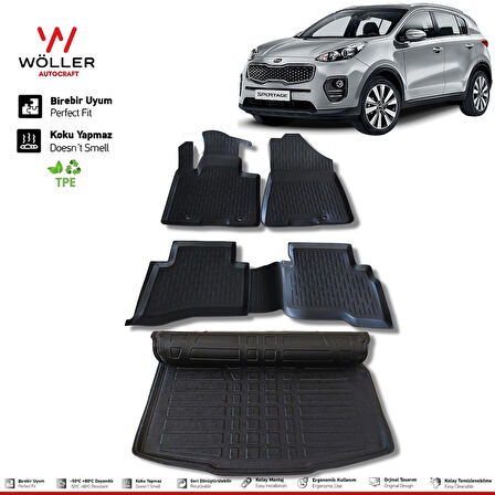 Kia Sportage Paspas Bagaj Havuzu 2016 2021 Arası 3D Wöller Ultraflex Set