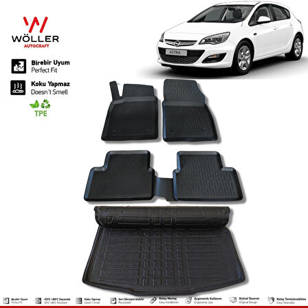 Opel Astra J Hb Paspas Bagaj Havuzu 2010 2015 Arası 3D Wöller Ultraflex Set