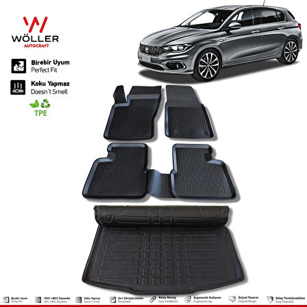 Egea Paspas Bagaj Havuzu Set Hatchback 2015 2022 Arası 3D Wöller Ultraflex Set