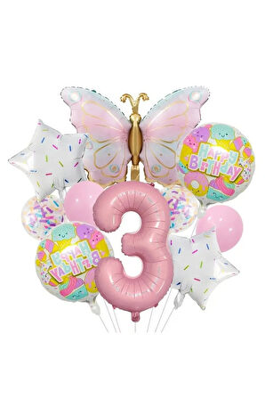 RETRO KELEBEK FOLYO YAŞ BALON SET