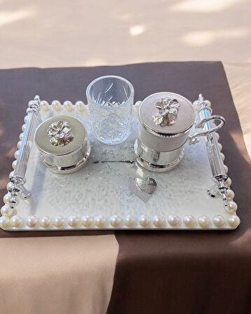 Harper Nişan Kahve Tepsisi Gümüş