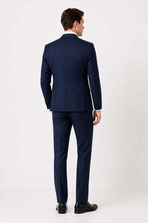 Erkek 6 Drop Slim Fit Yelekli Takım Elbise Çift Yırtmaç Altın Kuş Gözü