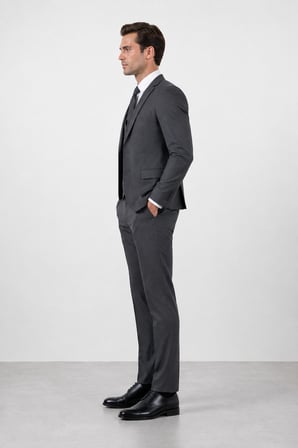 Erkek 6 Drop Slim Fit Yelekli Takım Elbise Çift Yırtmaç Altın Kuş Gözü