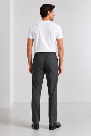 Erkek Slim Fit Yün Karışımlı Zeta Gabardin Kumaş Pileli Pantolon 004-Antrasit