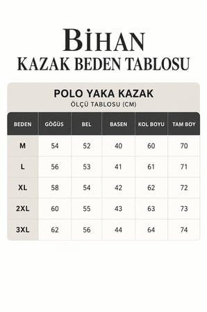 Erkek Polo Yaka Kendinde Desenli  Triko Kazak  7561-Koyu Bej