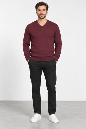 Erkek V Yaka Klasik Kesim Rahat Form Triko Kazak 6772-Antrasit