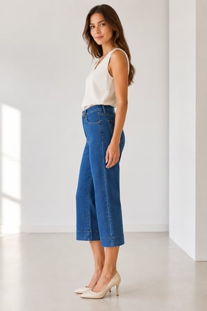 BAYAN KOT PANTOLON KAPRİ MODEL Y26-23367-MAVİ