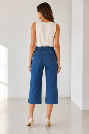 BAYAN KOT PANTOLON KAPRİ MODEL Y26-23367-MAVİ