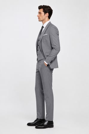 Erkek 6 Drop Slim Fit Yelekli Takım Elbise – Ceket Pantolon ve Yelek 63120