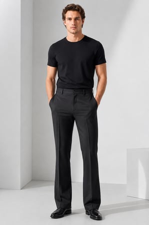 Erkek Düz Kesim Zeta Gabardin Kumaş Slim Fit Pantolon 2026-Siyah