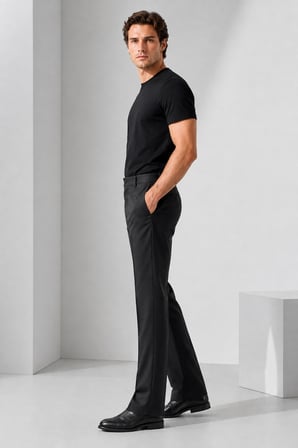 Erkek Düz Kesim Zeta Gabardin Kumaş Slim Fit Pantolon 2026-Siyah