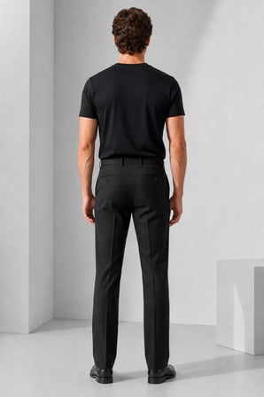 Erkek Düz Kesim Zeta Gabardin Kumaş Slim Fit Pantolon 2026-Siyah