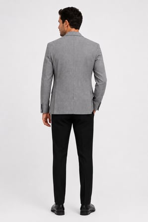 Erkek Cepli Astarsız Desenli Dokuma Blazer 06 Drop Ceket 1954-Gri