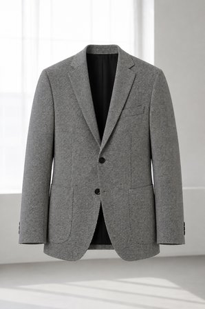 Mikro Desenli Erkek Tek Ceket - 6 Drop Torba Cepli 73105-Gri