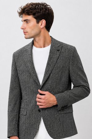 ERKEK EKOSE MODEL ÇİFT YIRTMAÇ TEK CEKET 6 DROP 72105-Gri