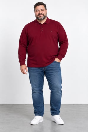 Erkek Battal Boy Gömlek Yaka Uzun Kollu Cepli Sweatshırt Y26-4010-Bordo