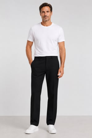 Erkek Modern Klasik Kesim Keten Pantolon 1210-Siyah