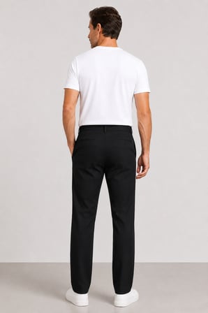 Erkek Modern Klasik Kesim Keten Pantolon 1210-Siyah