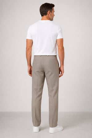 Erkek Slim Fit Keten Yan Cep Pantolon 1100-Bej