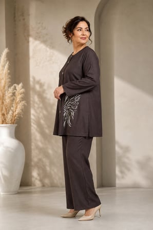KADIN SPOR DÜĞMELİ CEKET(LİM) 2055-Kahve