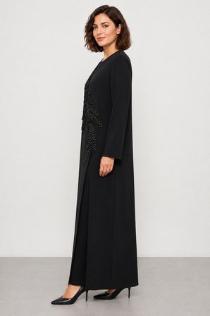 Kadın Tam Boy Arkası Fermuarlı Kapalı Yırtmaçlı Abiye Elbise Y26-8922 - Siyah