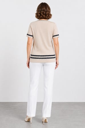 Kadın Sıfır Yaka Kısa Kollu Triko Bluz W27-3079