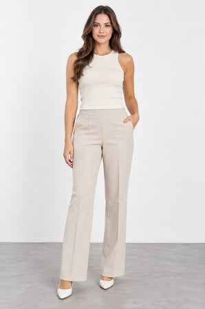 Kadın Beli Lastikli İspanyol Paça Pantolon W27-1592