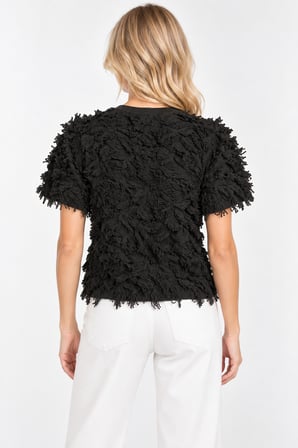 Kadın Crop Model Ön Düğmeli İp Kabartmalı Bluz W27-2926-Siyah