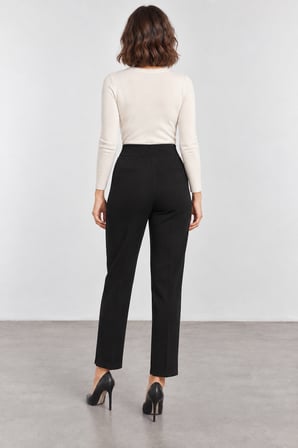 Kadın Hafif Sim Detaylı Triko Pantolon W27-31527 - Siyah