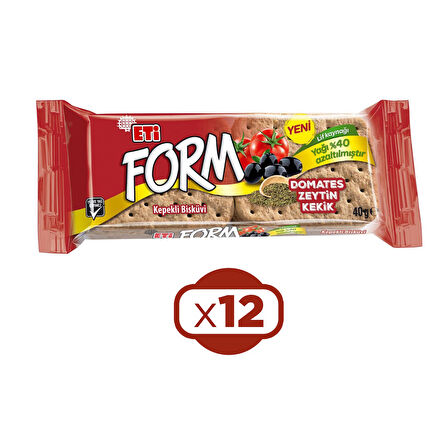 Eti Form Domatesli Zeytinli ve Kekikli Bisküvi 40 G x 12 Adet
