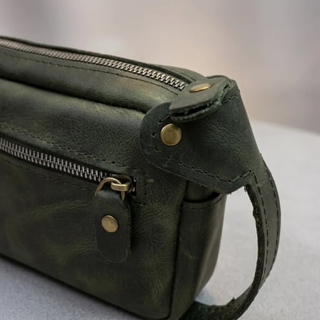 %100 Hakiki Deri Yeşil Erkek El Çantası Elde Taşımalı Portföyü Ve Kasatipi Çanta 20x15 cm