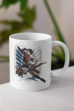 Attack On Titan Anime Temalı Beyaz Kupa Bardak Sevgiliye Arkadaşa Hediye