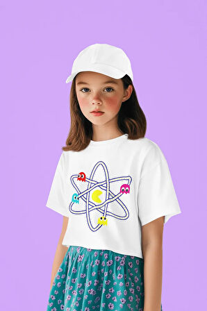 Tasarım Pacman Baskılı Unisex Oyun Çocuk Tişört (1-12 YAŞ)