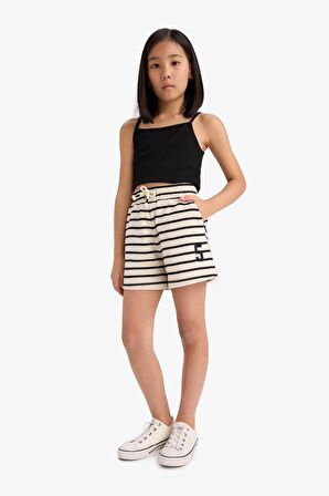 DeFacto Kız Çocuk Beli Lastikli Çizgili Şort A2466A825HSBK81