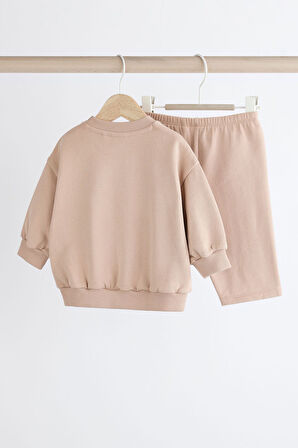 Next Baby Pamuklu Krem Tavşan Desenli Uzun Kollu Alt Üst Takım