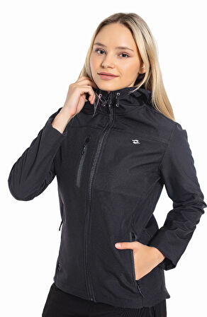 Crozwise Antrasit Kadın Su Geçirmez Softshell Outdoor Mont / Ceket - 5037-06